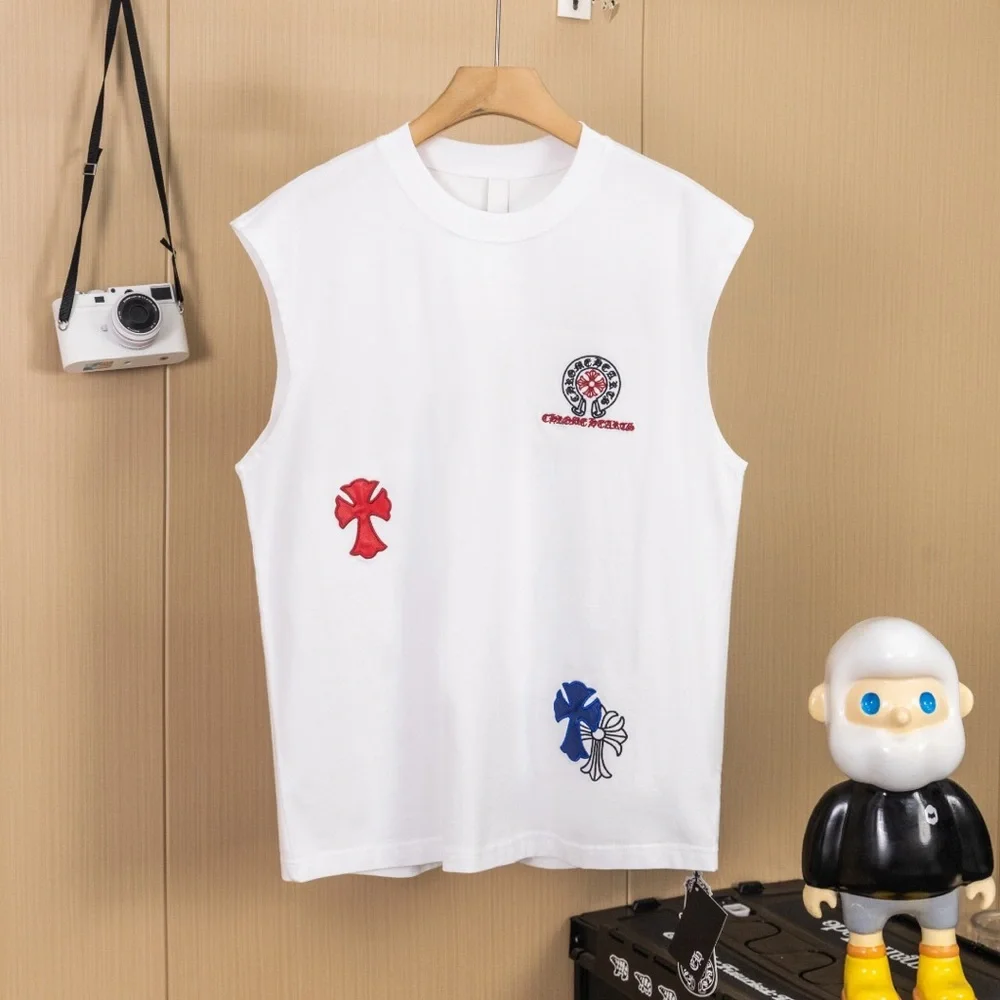 Brand New Chrome Hearts Multi-Color Cross Embroidered Sleeveless T-Shirt - Picture 1 of 13